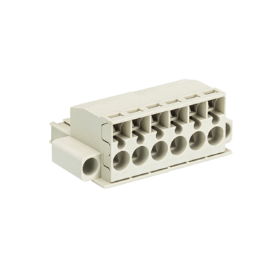 Розетка Wiecon 8113 BFK / 6 TOP K F OB - Розеточный разъем, угловой, на кабель, с монтажными фланцами, шаг 5 мм, 6 полюсов, номинальное сечение: 2,5 мм кв., пружинная фиксация провода, 400V, 12А, без маркировки, цвет: серый, серия 8113 BFK F