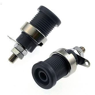 Z012 4MM PANEL JACK BLACK - Клемма приборная Z012 4 мм на панель jack черный, на панель под пайку