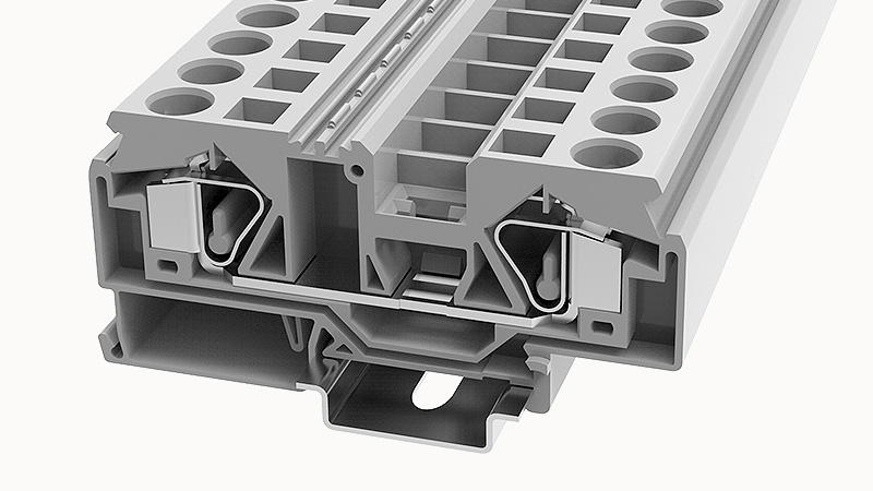 Проходная клемма WS16-01P-11 - Проходная клемма, тип фиксации провода: пружинный, номинальное сечение: 16 мм кв., 76A, 800V, ширина: 12 мм, цвет: серый, тип монтажа: DIN35