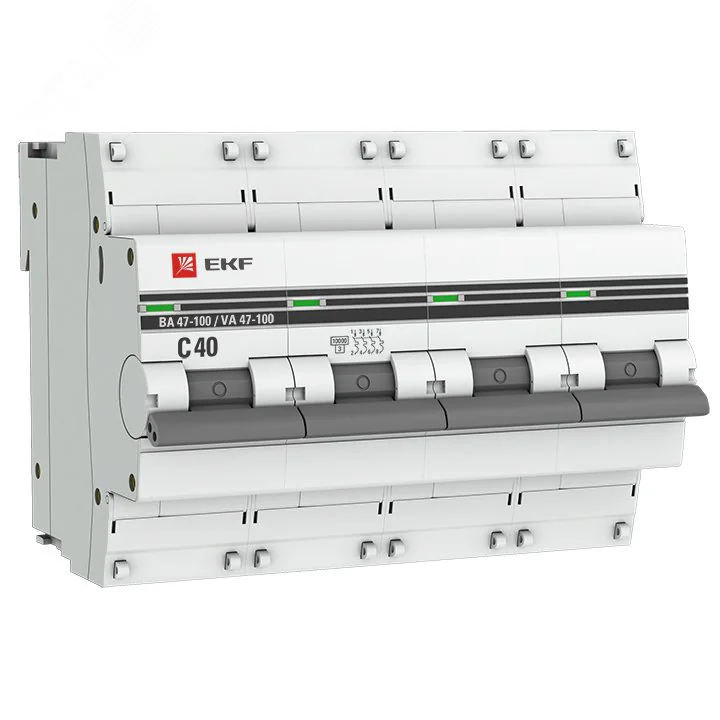 Автоматический выключатель 4P 40А (C) 10kA ВА 47-100 PROxima mcb47100-4-40C-pro