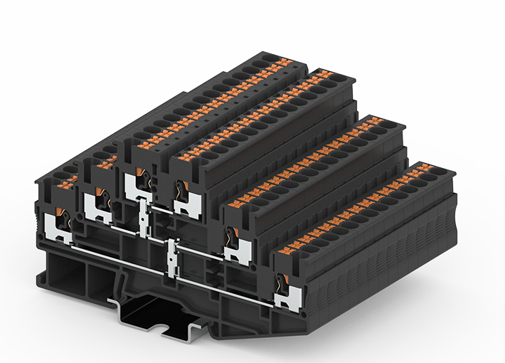 Трехуровневая клемма TPT2.5-2-PV - Трехуровневая клемма, межэтажное соединение, тип фиксации провода: push-in, номинальное сечение: 2,5 мм кв., 20A, 500V, ширина: 5,2 мм, цвет: черный, тип монтажа: DIN 35