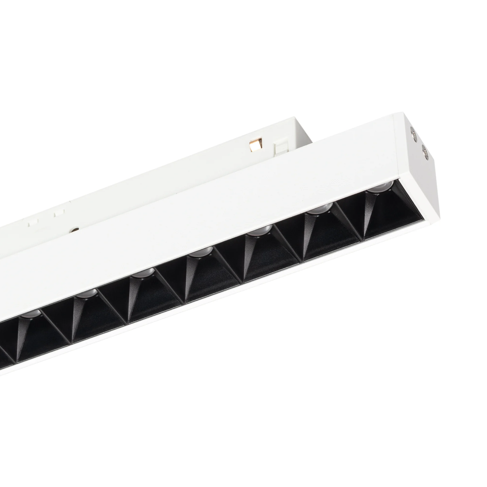 Светильник MAG-ORIENT-LASER-L235-8W Warm3000 (WH, 24 deg, 48V) 035846 - Светильник для магнитных треков MAG-ORIENT шириной 26 мм. Мощность 8 Вт, св. поток 440 лм, 55 лм/Вт, теплый 3000 K, CRI>90, угол24°, напряжение питания 48 В. Белый прямоугольный корпу