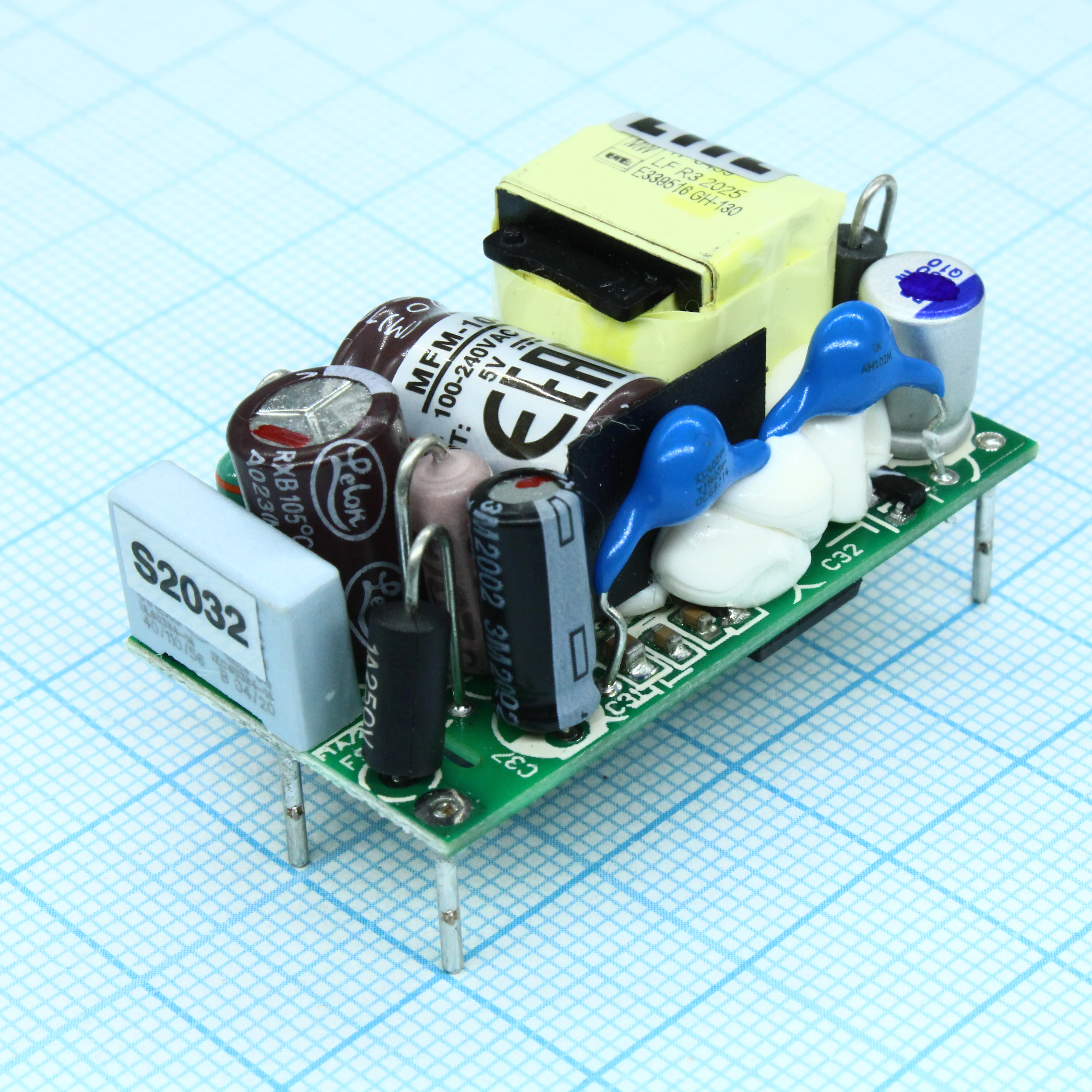 MFM-10-5 - AC-DC med, 10Вт, вход 80...264В AC 47...440 Гц, выход 5В/2А, изоляция 4000В AC, без корпуса 42х22.3х20.5мм, -30...+85°C