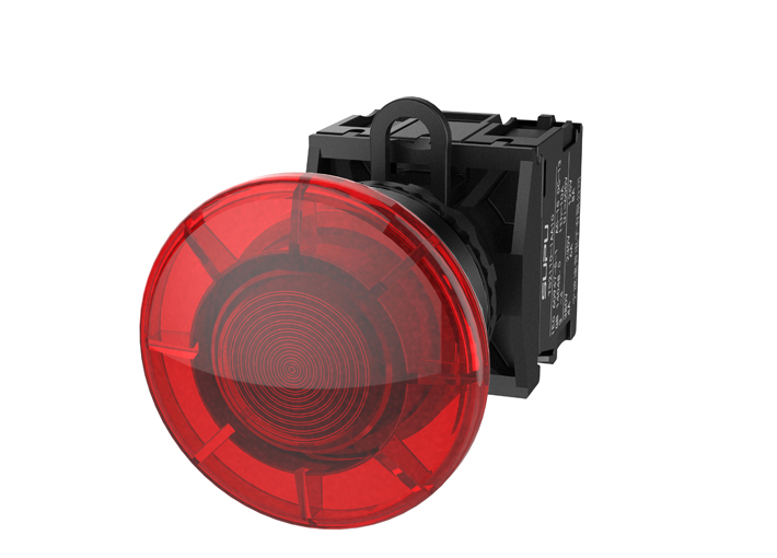 Кнопка грибовидная (красная) TS2011-0FM10 - Кнопка грибовидная, без блокировки, с подсветкой, пластиковое переднее кольцо, без контактной группы, диаметр головки кнопки 40 мм, диаметр посадочного отверстия: 22 мм, цвет: красный
