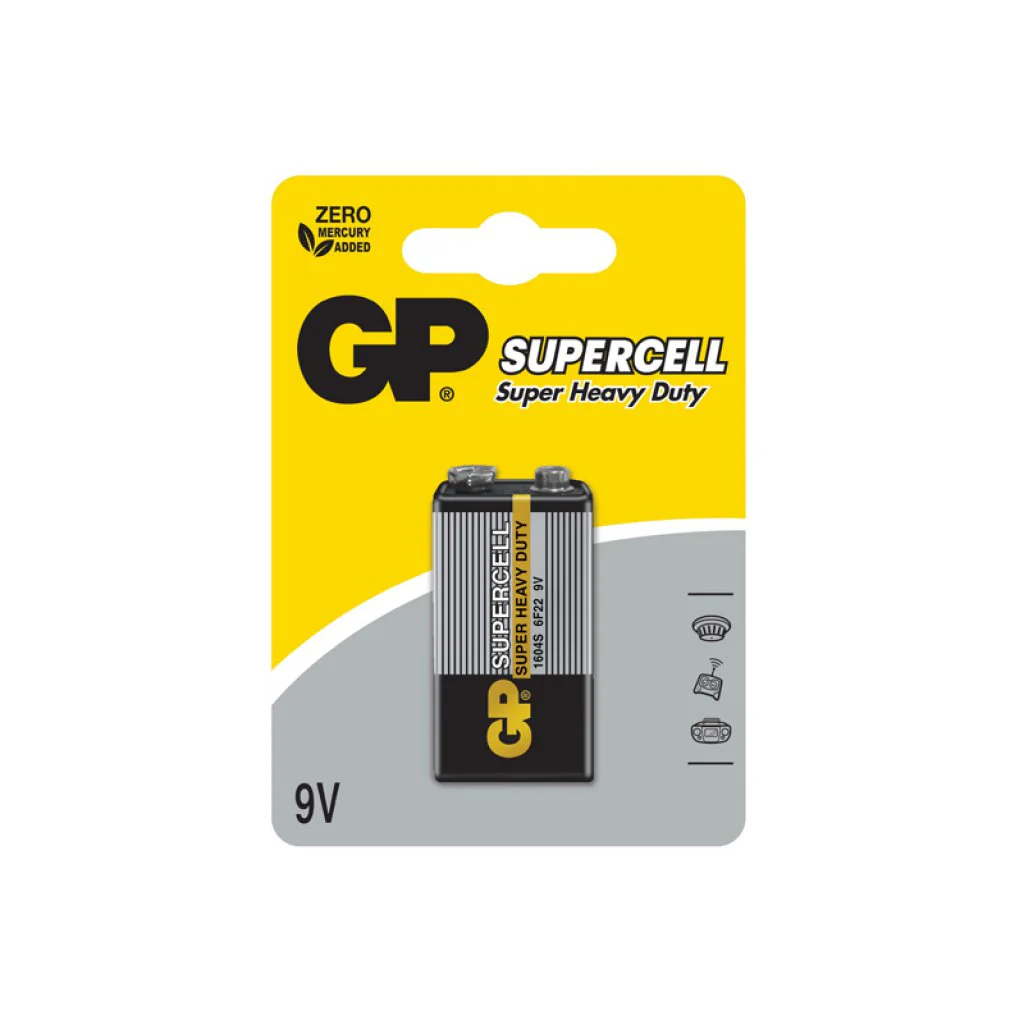 Батарея КРОНА   GP supercell - Элемент питания солевой, типоразмер 6F22