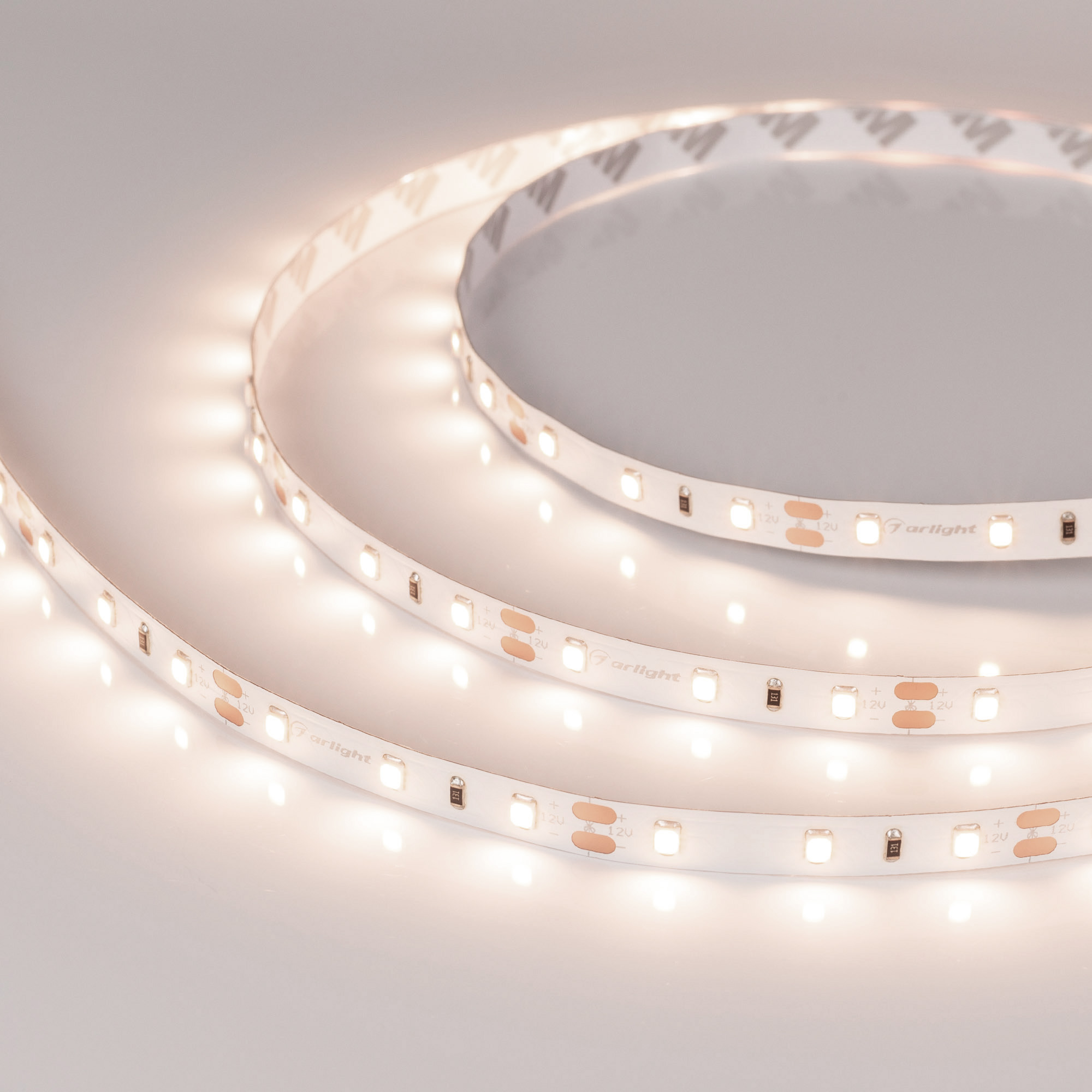Лента RT-A60-8mm 12V Warm3500 (4.8 W/m, IP20, 2835, 5m) 034444 - Светодиодная лента RT-A60, открытая. Светодиоды 2835, 60 шт/м (300 шт на 5 м), белая плата, ширина 8 мм, скотч 3M. Цвет ТЁПЛЫЙ 3500 K, цветопередача CRI>85, угол 120°. Питание 12V, мощность 