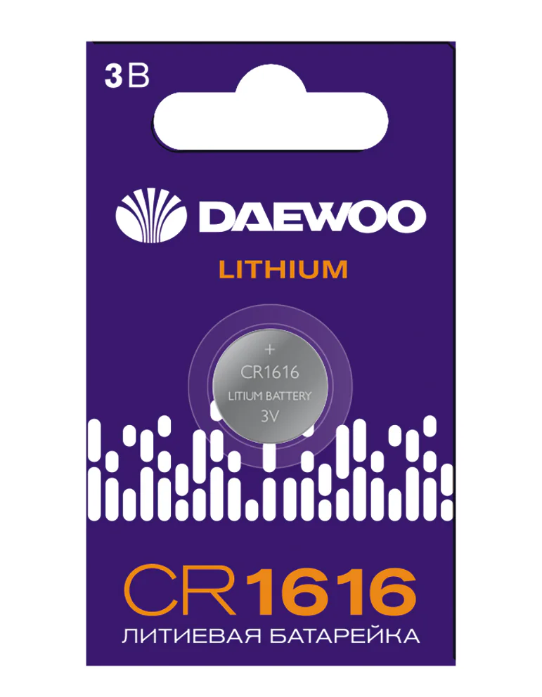 Элемент питания батарейка таблетка литиевая типоразмер 1616 CR1616 DAEWOO Lithium BL-1 Jazzway