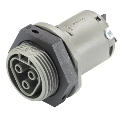 Разъем RST25i3 96.031.5054.3 - Розеточный разъем в панель, М25, IP68(69k), 3 полюса, винтовая фиксация провода, номинальные характеристики: 250/400V, 25A, цвет контактной вставки: серый, цвет корпуса: черный, серия RST Classic