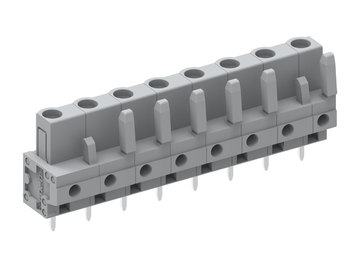 Розеточный разъем на плату 475257 - Розеточный разъем, вертикальный, на плату, шаг: 7.5 мм, 7 полюсов, фиксация на плате пайкой, исполнение: стандартное, 500V, 16A, цвет: серый