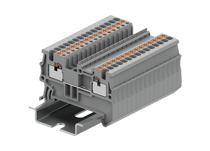 Проходная клемма TP1.5-2-GY - Проходная клемма, тип фиксации провода: push-in, номинальное сечение: 1,5 мм кв., 17,5A, 500V, ширина: 3,5 мм, цвет: серый, тип монтажа: DIN 35