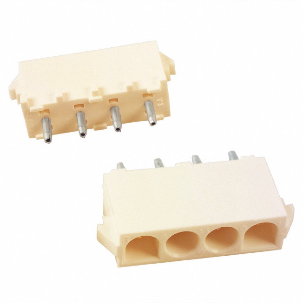 350761-4 - Разъем питания типа провод-плата, вертикальный, Серия Universal MATE-N-LOK, 4 контакта, штекер, 6,35 мм