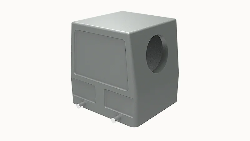 Крышка разъема D32B-SE-4g-M40 - Крышка разъема на кабель, типоразмер 32B, стандартное исполнение, без уплотнителя, 1 отверстие с резьбой для кабельных вводов M40x1,5, с боковым расположением, без защелок (упоры для двух защелок), материал корпуса: алюмини