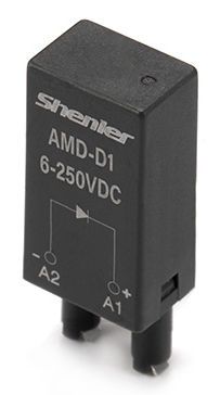 Модуль AMD-D 6-250V DC - Модуль для реле, 6 - 250VDC, диод (-А1/+А2), цвет: черный, для колодок: SRU, SKF14, SKC, SKB, STB, SRC*-E, SRB, GZT, GZM, GZS, GZMB, ES32