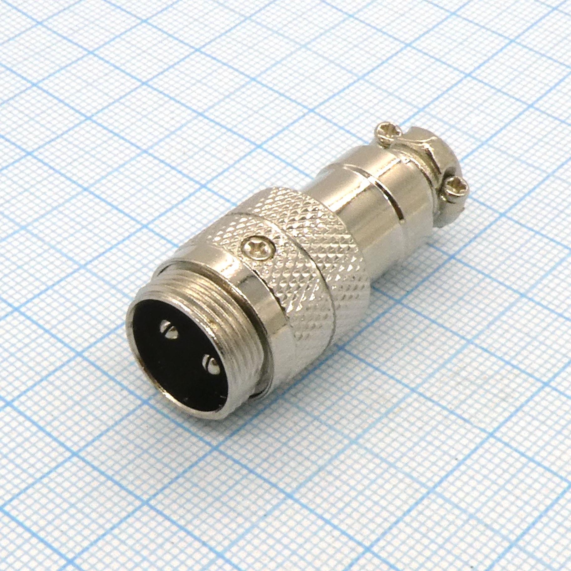 Разъем PH-2MC вилка на кабель - разъем металлический, два контакта, 125V 7A, IP55(пыле- и брызгозащищенный)