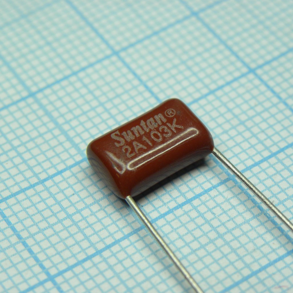 TS02002A103KSB0D0R - Конденсатор металлоплёночный полиэтилентерефталатный 0.01мкФ 100В ±10% (13х6х9мм) шаг выводов 10мм 85°С россыпь