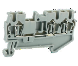 Проходная клемма UJ5-4/1X2 - Проходная клемма, 3 точки подключения в клемме, тип фиксации провода: пружинный, номинальное сечение: 4 мм кв., 40A, 800V, ширина: 6,2 мм, цвет: серый, тип монтажа: DIN 35