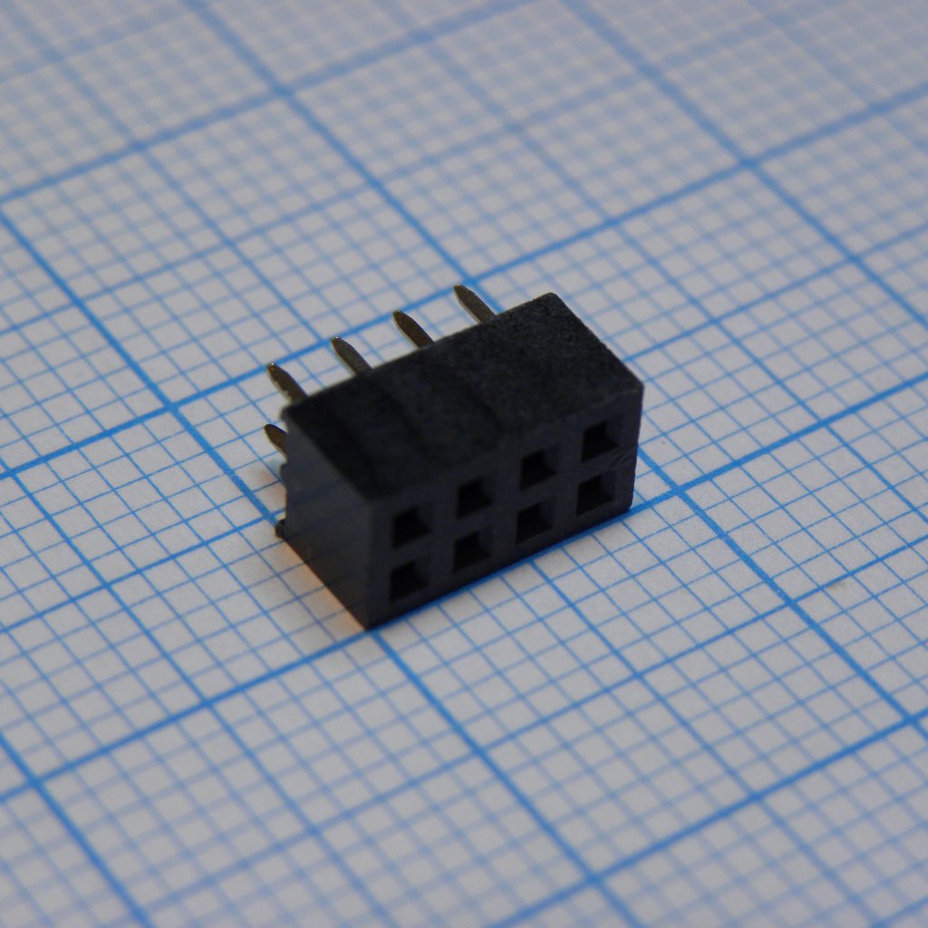 DS1026-05-2X4S8BV - Гнездо на плату 2x4 конт., шаг 2.00мм, высота 4.3мм, позолоч.