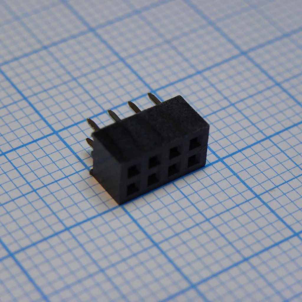 DS1026-05-2X4S8BV - Гнездо на плату 2x4 конт., шаг 2.00мм, высота 4.3мм, позолоч.