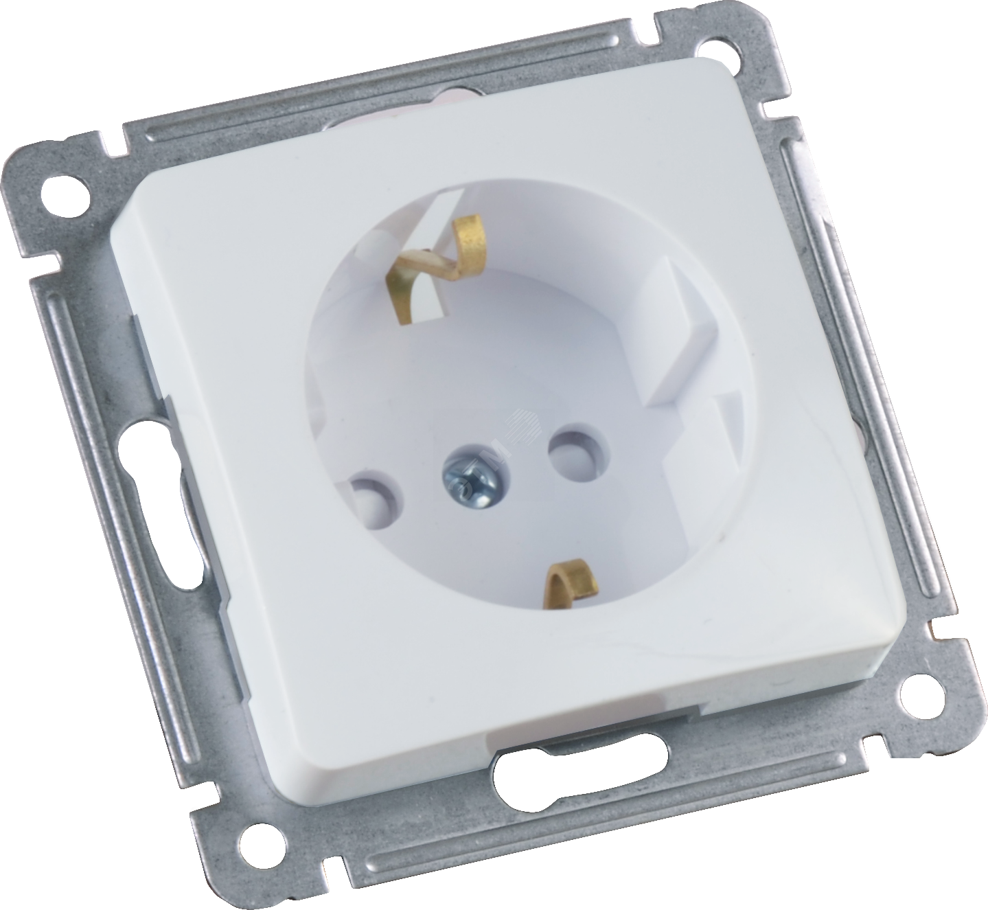 MASTER Розетка одноместная с заземляющим контактом, со шторками, скрытой установки, в рамку, белый РС16-412