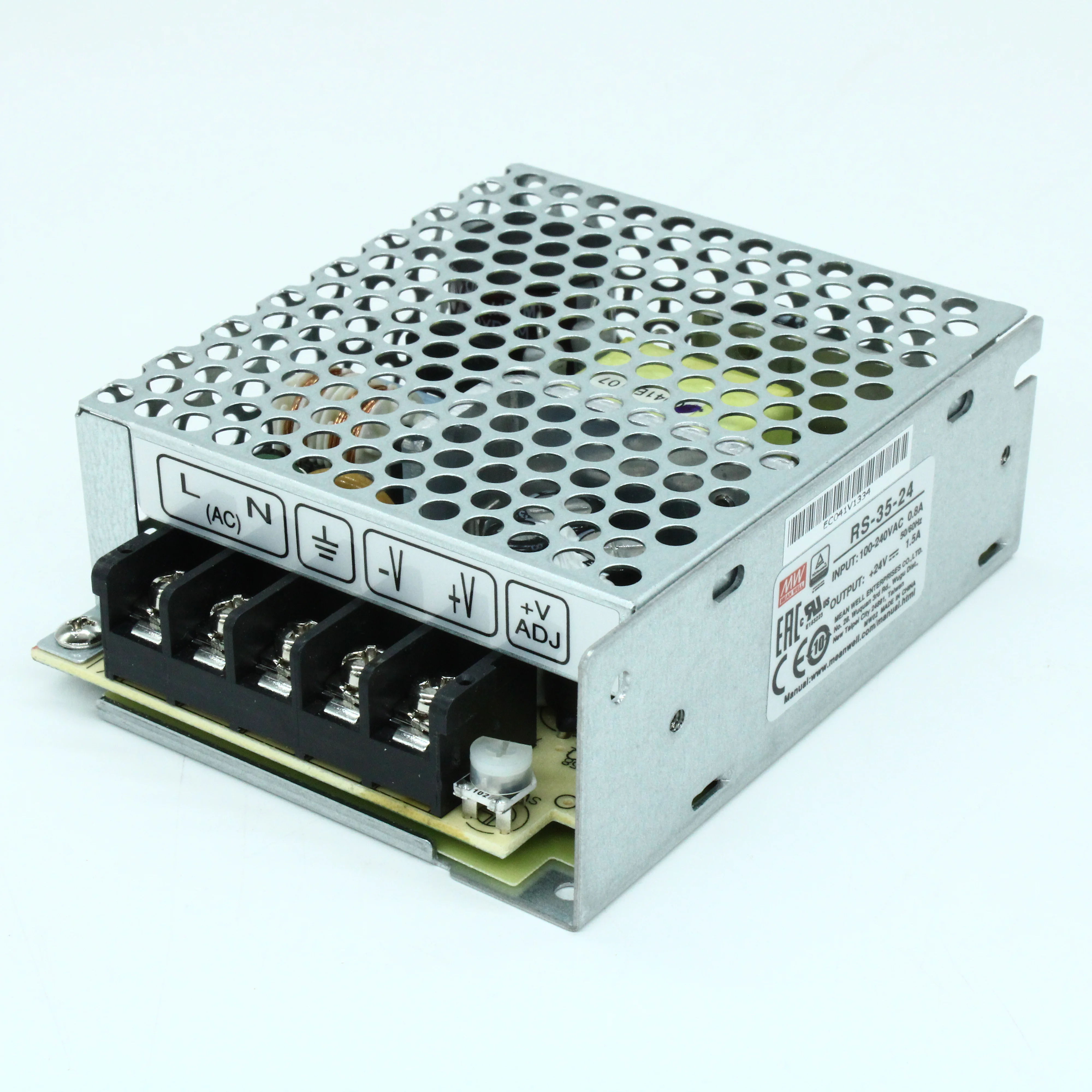 RS-35-24 - AC-DC, 35Вт, выход 24В/1.5A, рег. вых 22.8...26.4, вход 88…264V AC, 47…63Гц /125…373В DC,  изоляция 3000В AC, в кожухе 99х82х35мм, -20…+70°С