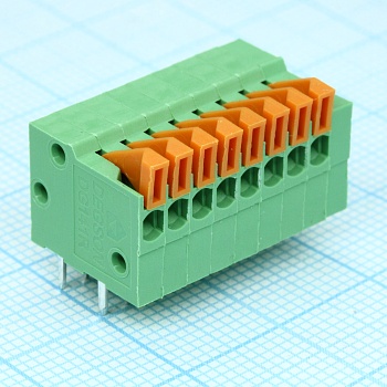 DG141R-2.54-08P-14-00A(H) - Нажимной безвинтовой клеммный блок 8 контактов. Зажим типа торцевой контакт. Серия DG141R-2.54