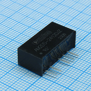 AM2DS-2412DJZ - DC/DC, 2Вт, вход 21.6…26.4В, выход ±12В/±0.008…0.083А, изоляция 1500В DC, КПД 83%, максимальная емкостная нагрузка не более ±220мкФ, SIP7, 19.65x7.05x10.16мм, -40…105°C, пластик