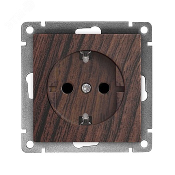 Розетка одноместная UNIVersal серия Афина с/з, с/у, 16А, 220В, венге (еврослот), механизм A0028-V