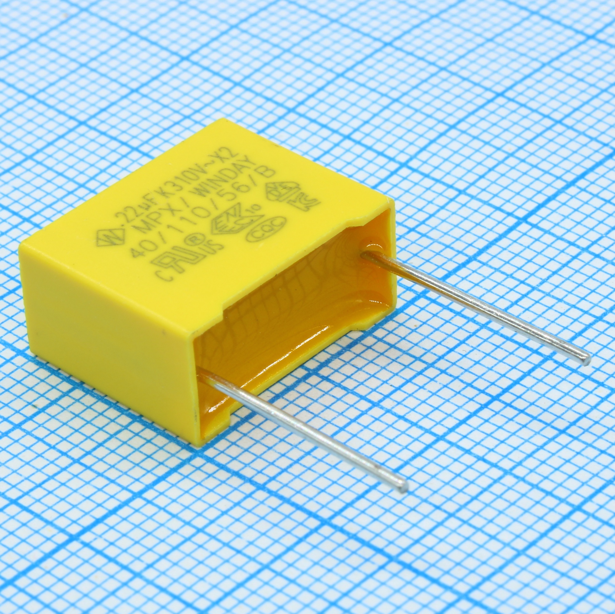 SMXVF224KD2X5AB1515 - Пленочный конденсатор X2, 310VAC, 0,22мкФ ± 10%, размер 18 х 8.5 х 14.5 мм, Р=15 мм, +110°C
