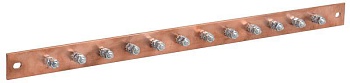 Шина заземления 483х25x3мм медь ШМТ М1 12 точек подключ. М6 ER-12-325-M1