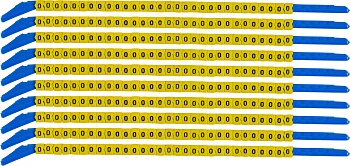 brd333200 - SCNG-13-0 клипсы жёлтые, 300шт/упак, для провода 3,4-3,8мм диаметра, легенда 0