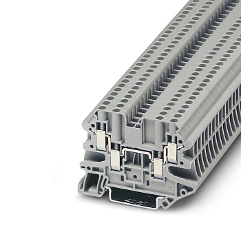 Проходная клемма UUT-4/2-2-GY - Проходная клемма, 4 точки подключения, тип фиксации провода: винтовой, номинальное сечение: 4 мм кв., 500V, 32A, ширина: 6,2 мм, цвет: серый, тип монтажа: DIN35