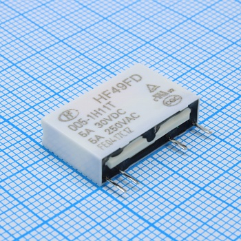 HF49FD/005-1H11 - Реле миниатюрное силовое 5А один контакт на замыкание катушка 5В