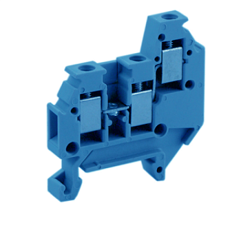 Клемма MINI UKJ-1.5MT/1X2(BU) - Мини клемма, 3 точки подключения в клемме, тип фиксации провода: винтовой, номинальное сечение: 1,5 мм кв., 17,5A, 400V, ширина: 4,2 мм, цвет: синий, тип монтажа: DIN 15