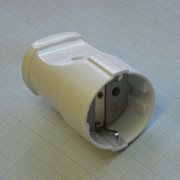 Розетка кабельная белая - 16А,250В,земля