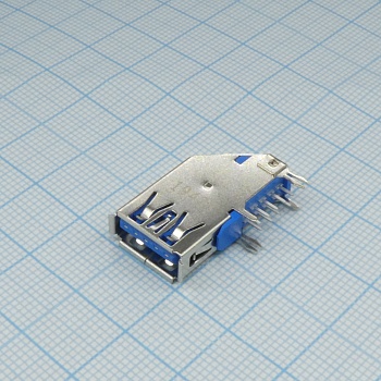 484040003 - Разъем USB, тип A, USB 3.0, розетка, 9 выводов, угловая, DIP монтаж