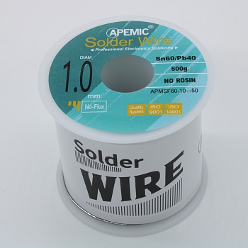 Припой Sn60Pb40 1мм 500гр без флюса - Припой проволочный без канифоли ПОС61 1.0мм 500гр. катушка