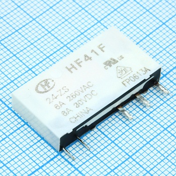 HF41F/24-ZS - Сверхминиатюрное силовое реле серия HF41F SPDT (одна контактная группа-два направления) катушка 24В