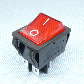 R59-5BRBT2-G - Выключатель клавишный с подсветкой 16А 250В ON-OFF 4 Pin -красный-
