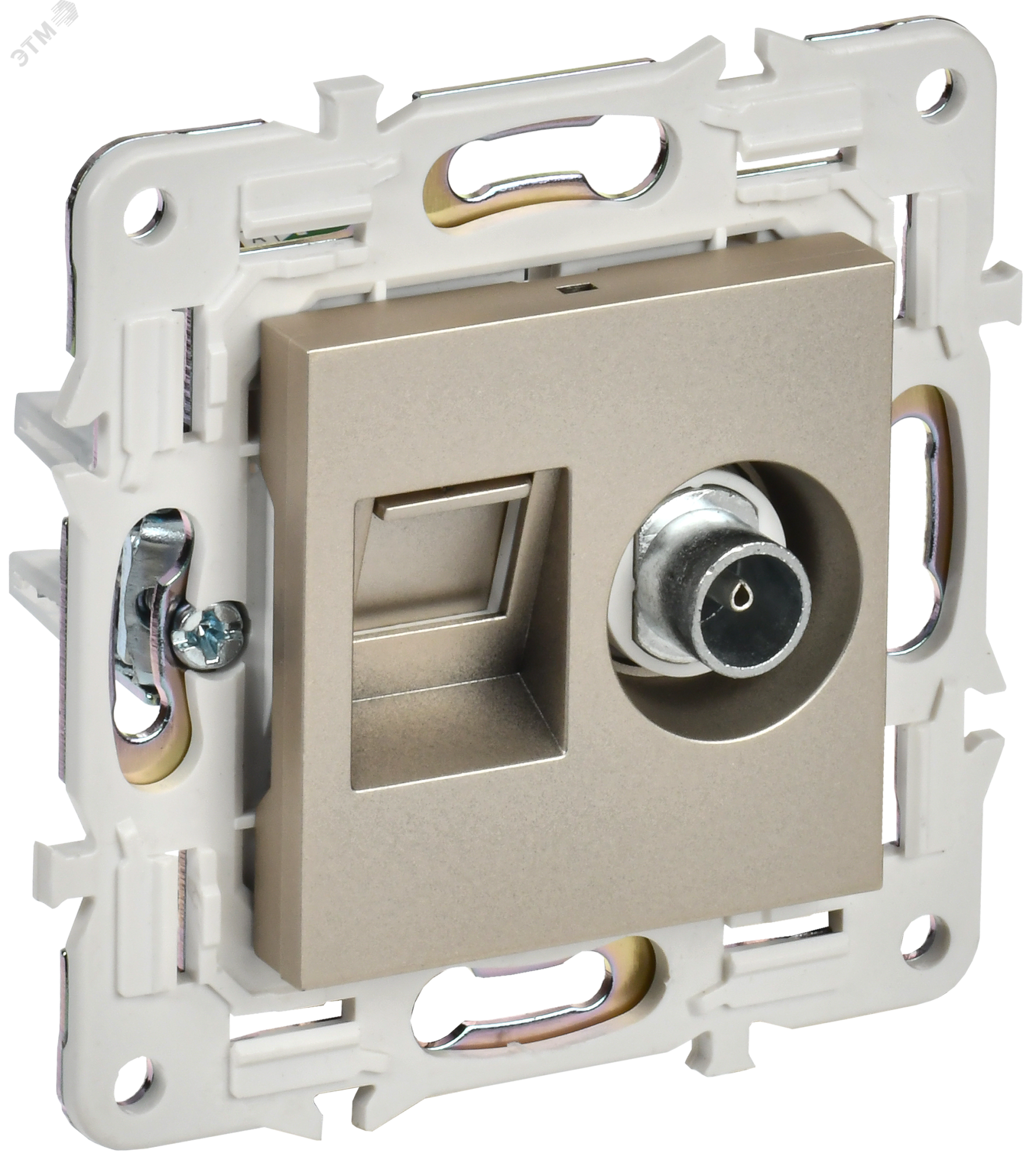 SKANDY Розетка двойная TV+RJ45 кат.5E SK-A14Sh шампань IEK SK-AK20-1-K37