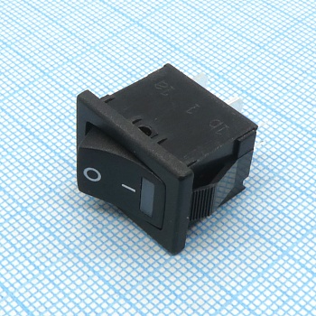 R19A-02IBBBTR-G - Выключатель клавишный 6А 250В ON-OFF 4 Pin -черный- c красной LED подсветкой