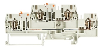 Клемма разъед. WKFN 2,5 TKM E2/35 - Этажная клемма, с ножевыми размыкателями, тип фиксации провода: пружинный, номинальное сечение: 2,5 мм кв., 19A, 500V, ширина: 5 мм, цвет: серый, тип монтажа: DIN 35