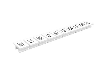 Маркировка  308801/N1,L1,N2,L2,N3,L3,N4,L4,N5,L5 - Маркировочные шильдики для клемм TU/TP/TC, сечением 6 мм кв., 10 шильдиков, нанесенные символы: N1,L1,N2,L2,N3,L3,N4,L4,N5,L5, с горизонтальным, расположением, цвет белый
