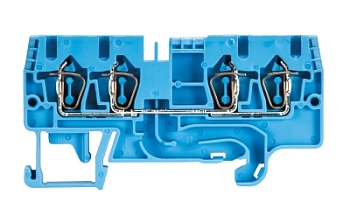 Клемма сдв. WKFN 2,5 D2/2/35 BLAU - Проходная клемма, 4 точки подключения, тип фиксации провода: пружинный, номинальное сечение: 2,5 мм кв., 24A, 800V, ширина: 5 мм, цвет: синий, тип монтажа: DIN 35