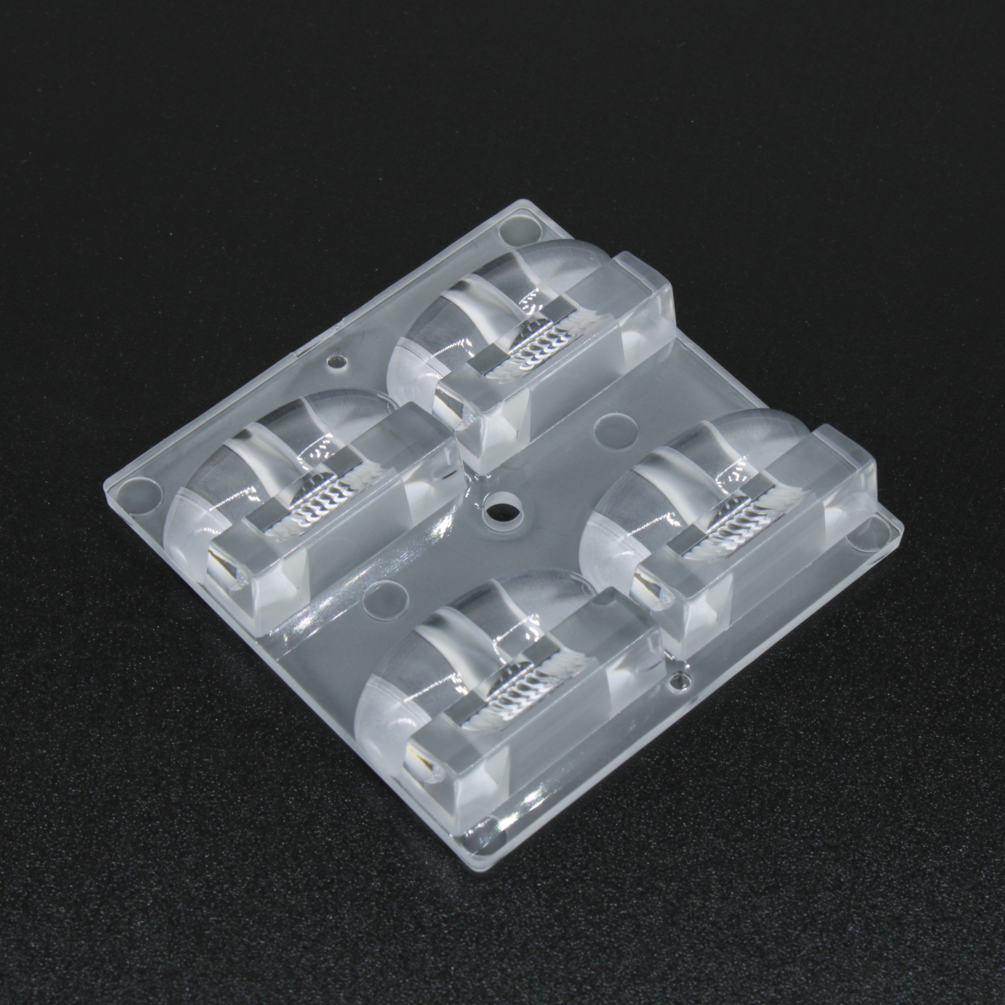 ALST50D4LED5050T2M-L - Групповая квадратная линза 2x2 на 4 светодиода 5050/3535 эфф=89% диаграмма T2M-L (long distance), 50x50mm, PC