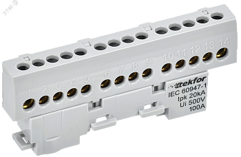TEKFOR Шина L фаза изолированная на универсальном держателе 6х9-14-Ср IEK TF-NN10-14-KL-K03