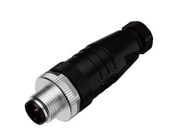 Вилочный разъем M12A04MPSFWSR406001 - Вилочный разъем на кабель, 4 полюса, M12, прямой, A-Code, диаметр кабеля: 4,0-6,0 мм, 4А, 250V, корпус из пластика, резьбовое соединение: цинк