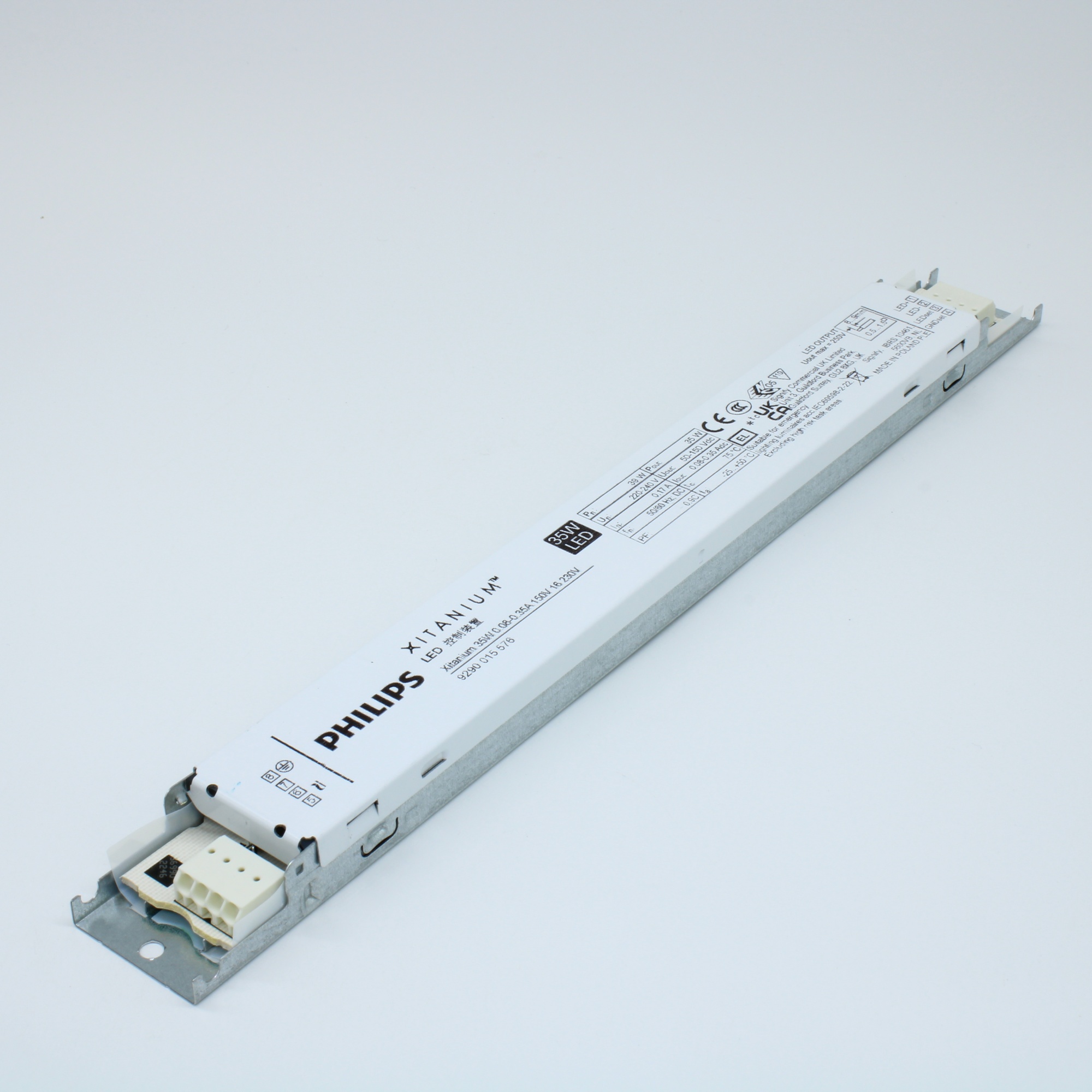 XITANIUM 35W 0.08-0.35A 150V 16 230V - AC-DC, 35Вт, ККМ, стабилизация тока, вход 202…254В AC/ 168…275В DC, 47.5…63Гц, выход 0.08…0.35А / 50…150В DC, в корпусе 280x30x16мм, -25…+50°C, LEDset