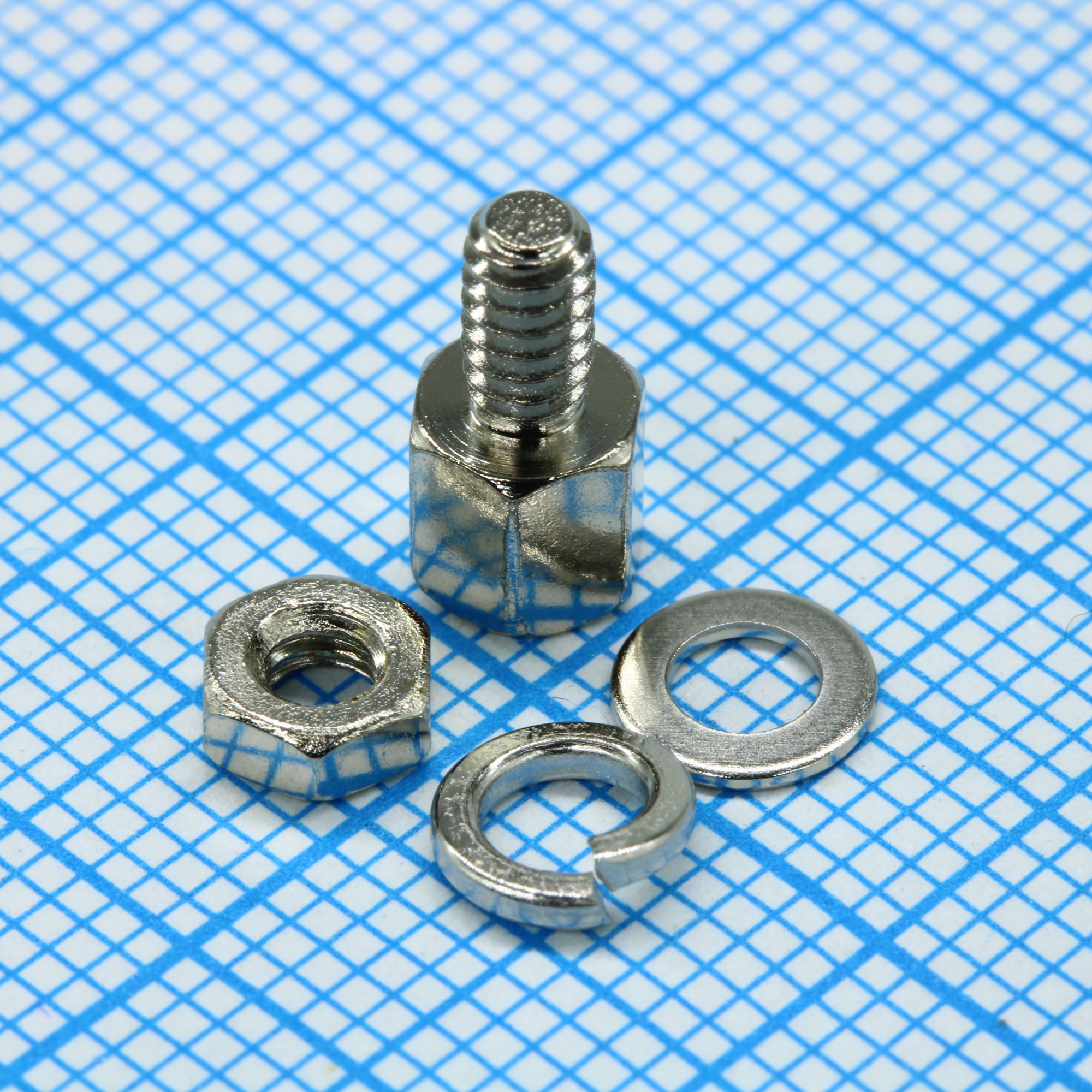 DS1045-01-1000-0480-4A - Комплект крепежа для D-SUB: винт шестигранный L=10мм, гайка, шайба, шайба-гровер / 1set