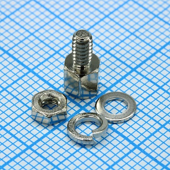DS1045-01-1000-0480-4A - Комплект крепежа для D-SUB: винт шестигранный L=10мм, гайка, шайба, шайба-гровер / 1set