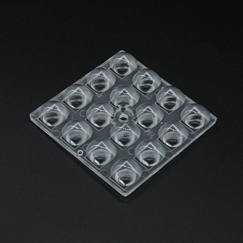 ARX50D16LED3030PX-L - Групповая квадратная линза 4x4 на 16 светодиодов 3030 эфф=93%   пешеходная ассиметр. диаграмма (левая сторона), 50x50mm H:4,4mm, PMMA